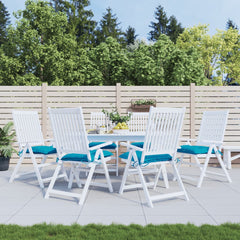 Six light blue Oxford fabric chair cushions, 15.7x15.7x2.8 inches, with tie ropes.