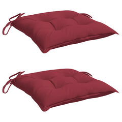 Two wine red Oxford fabric chair cushions with ties, 15.7x15.7x2.8 inches each.