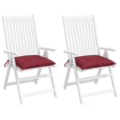 Two wine red Oxford fabric chair cushions, 15.7x15.7x2.8in, with ties, 2-pack.