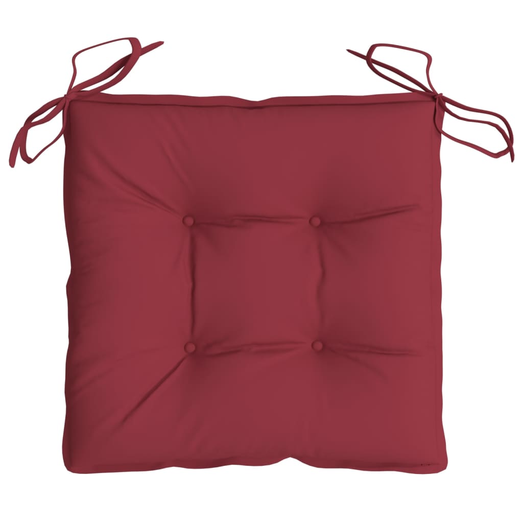 Wine red Oxford fabric chair cushion with tufted design and ties, 15.7x15.7x2.8 inches.
