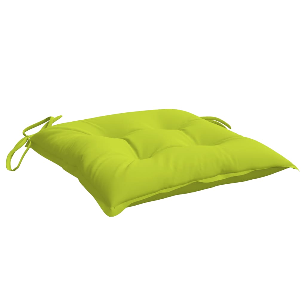 Bright green Oxford fabric chair cushion with ties, 15.7x15.7x2.8 inches.