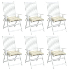Set of six cream white Oxford fabric chair cushions, 19.7x19.7x2.8 inches each.