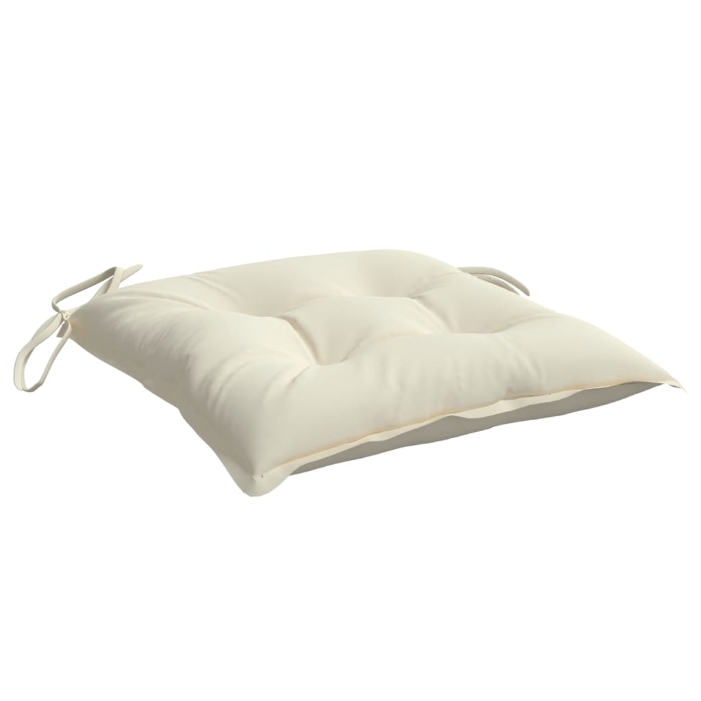 Cream white Oxford fabric chair cushion with ties, 19.7x19.7x2.8 inches.