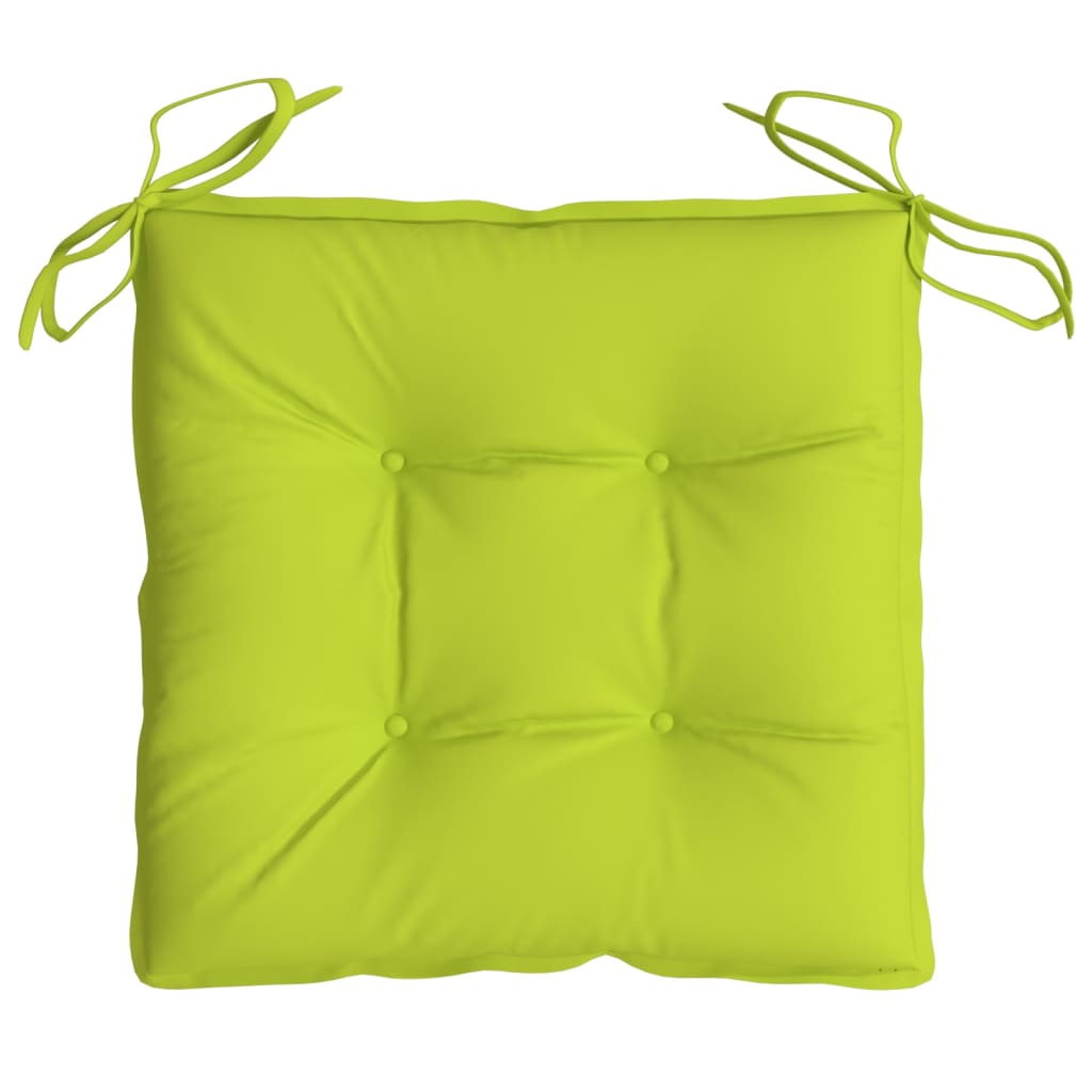 Bright green Oxford fabric chair cushion with ties, 19.7x19.7x2.8 inches.