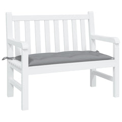 Gray Oxford fabric garden bench cushion, 39.4x19.7x2.8 inches, with ties.
