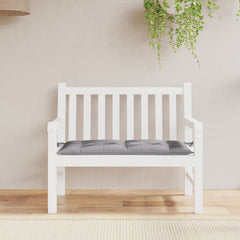 Gray Oxford fabric garden bench cushion measuring 39.4 by 19.7 inches with ties.