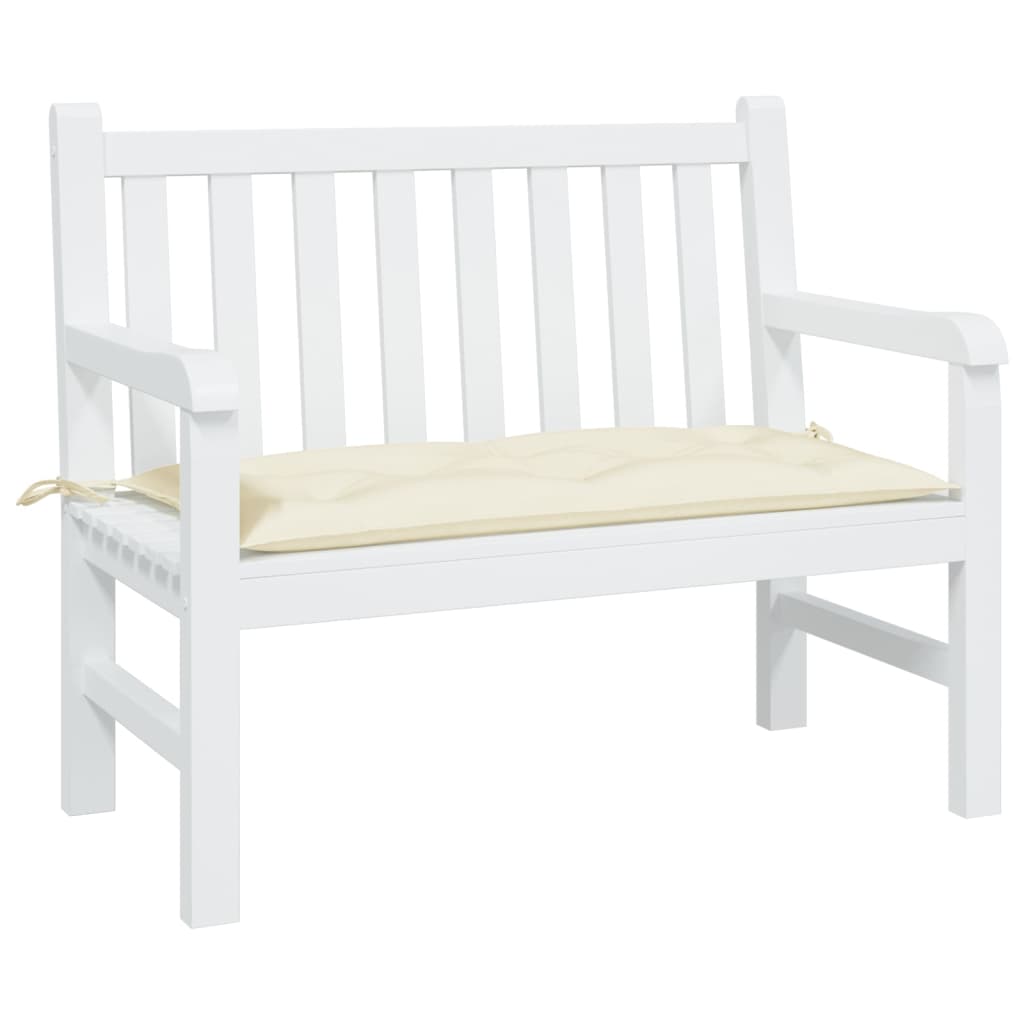 Cream white garden bench cushion made of Oxford fabric, 39.4x19.7x2.8 inches.