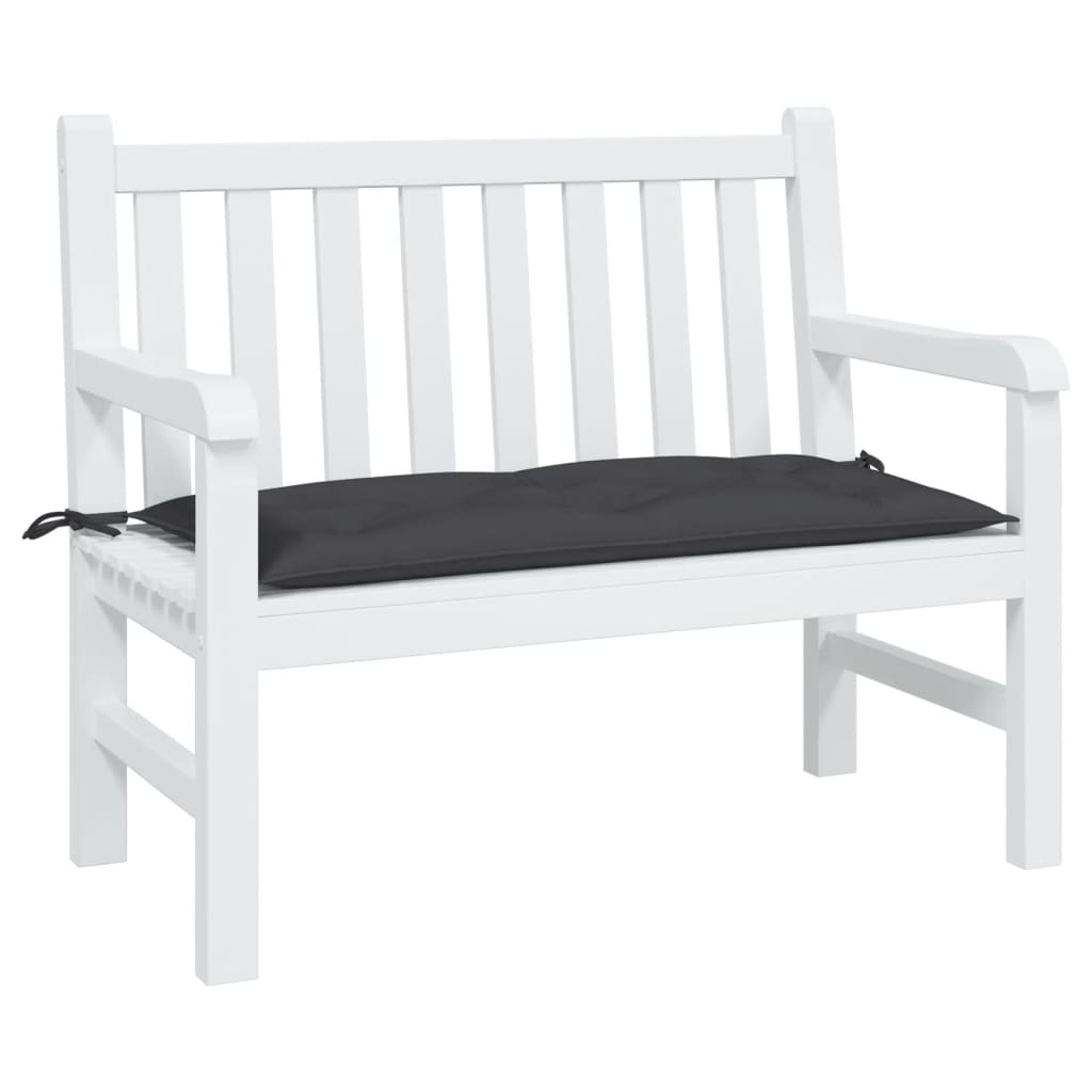 Black Oxford fabric garden bench cushion, 39.4x19.7x2.8 inches, with ties.