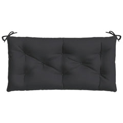 Black Oxford fabric garden bench cushion, 39.4x19.7x2.8 inches, with ties.