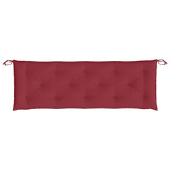 Wine red Oxford fabric garden bench cushion, 59x20x3 inches, with tufting and ties.