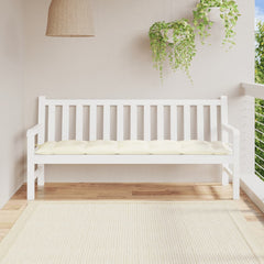 Cream white garden bench cushion made of Oxford fabric, measuring 70.9x19.7x2.8 inches.