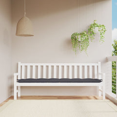 Anthracite garden bench cushion in Oxford fabric, sized 78.7x19.7x2.8 inches, on a white wooden bench.