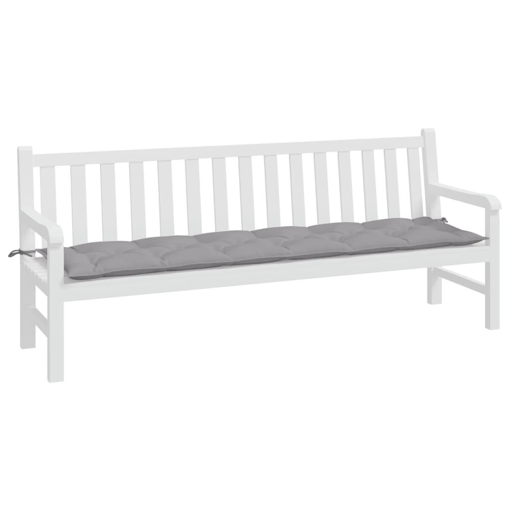 Gray Oxford fabric garden bench cushion, 78.7x19.7x2.8 inches, with ties.