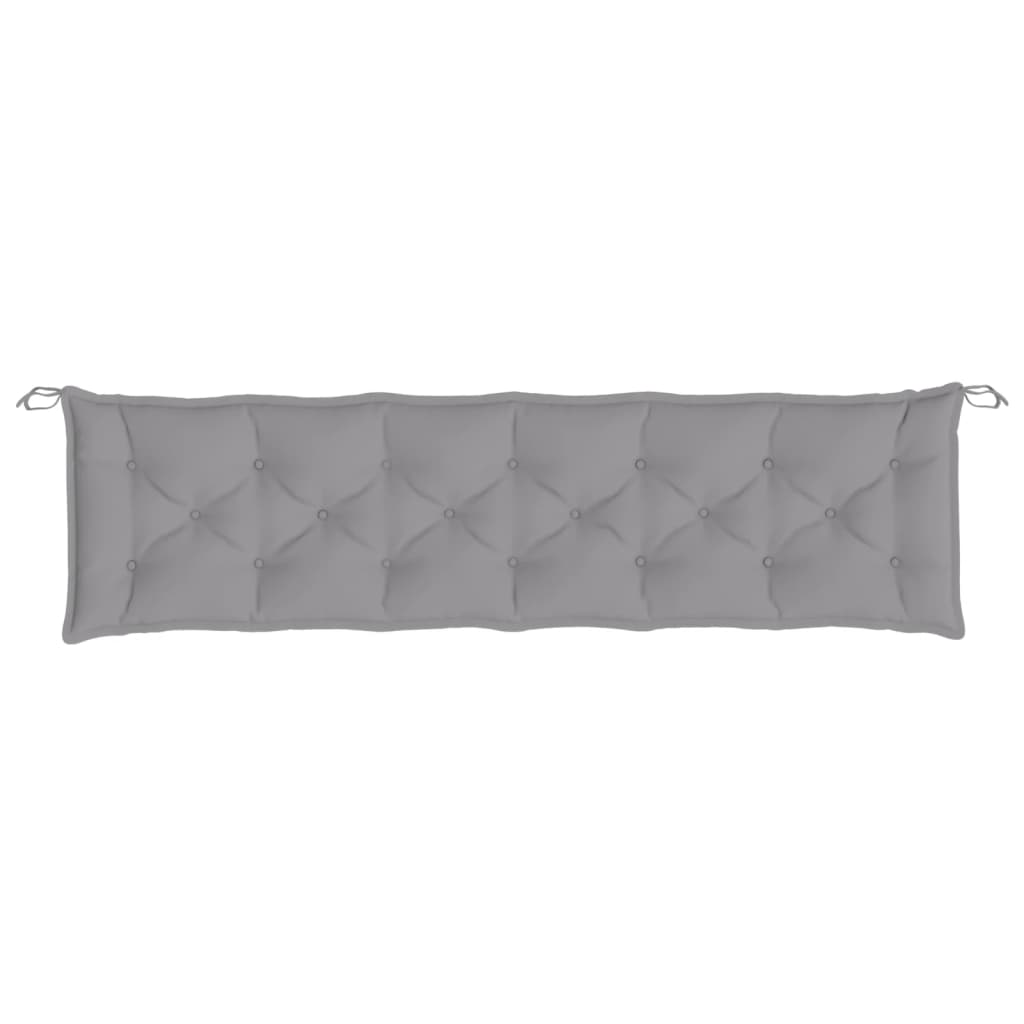 Gray Oxford fabric garden bench cushion, 78.7x19.7x2.8in, with ties and tufted design.