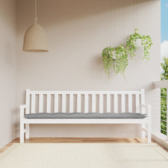 Gray Oxford fabric garden bench cushion, 78.7x19.7x2.8 inches, on white bench.