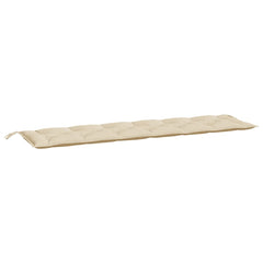 Beige garden bench cushion in Oxford fabric with tufted design and ties, 78.7x19.7x2.8 inches.