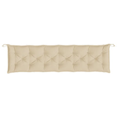 Beige Bostome garden bench cushion in Oxford fabric with tufted design and ties, 78.7x19.7x2.8 inches.