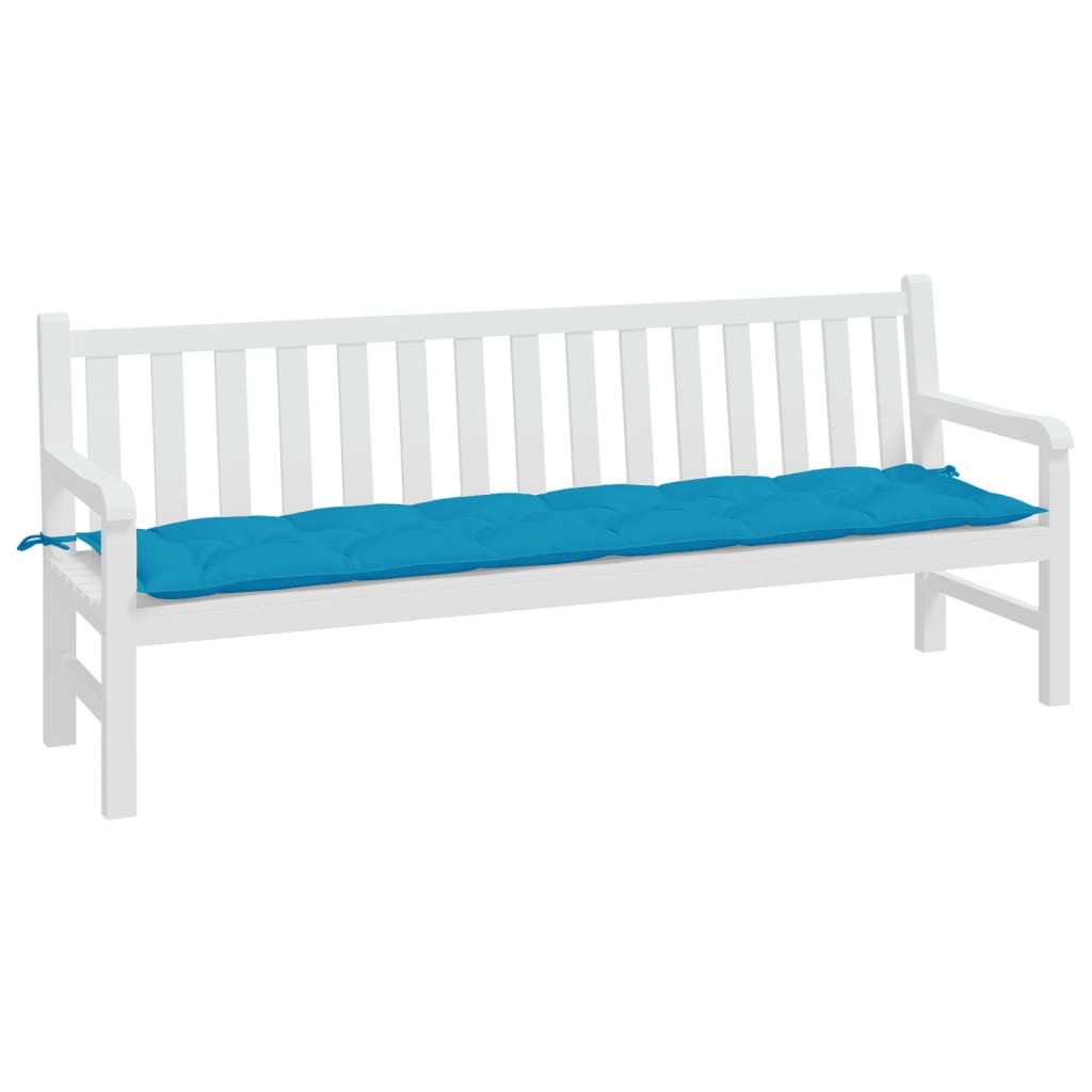 Light blue Oxford fabric garden bench cushion, 78.7x19.7x2.8 inches, with ties.