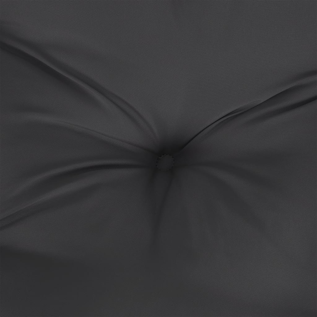 Black Oxford fabric garden bench cushion with button tuft and water-resistant finish.