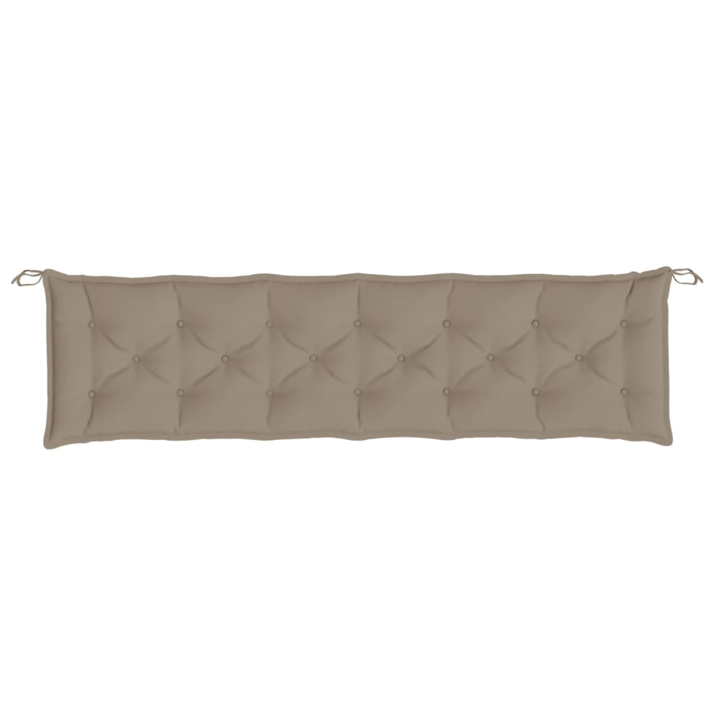 Taupe Bostome garden bench cushion in Oxford fabric, 78.7x19.7x2.8 inches, with ties.