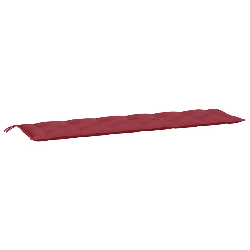 Wine red garden bench cushion in Oxford fabric, 78.7x19.7x2.8 inches, with ties.