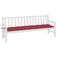 Wine red garden bench cushion in Oxford fabric, 78.7x19.7x2.8 inches, with ties.