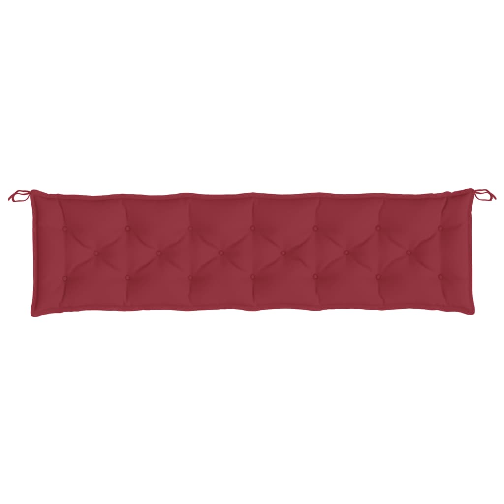 Wine red garden bench cushion in Oxford fabric, 78.7x19.7x2.8 inches, with ties and tufted design.