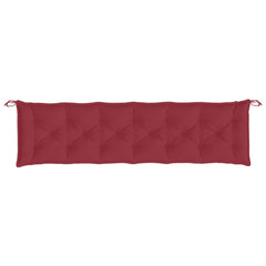 Wine red garden bench cushion in Oxford fabric, 78.7x19.7x2.8 inches, with ties and tufted design.