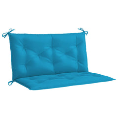 Light blue Oxford fabric garden bench cushion, 39.4x39.4x2.8 inches, with ties.