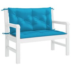 Light blue Oxford fabric garden bench cushion with ties, 39.4x39.4x2.8 inches.