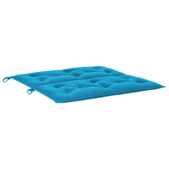 Light blue Oxford fabric garden bench cushion, 39.4x39.4x2.8 inches, with ties.