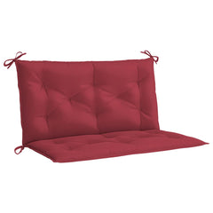 Wine red Oxford fabric garden bench cushion, 39.4x39.4x2.8 inches, with corner ties.
