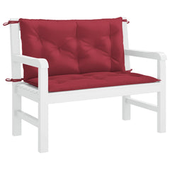 Wine red Oxford fabric garden bench cushion, 39.4x39.4x2.8 inches, with corner ties.