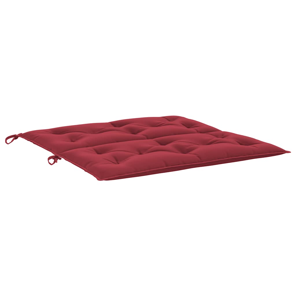Wine red Oxford fabric garden bench cushion, 39.4x39.4x2.8 inches, with ties.