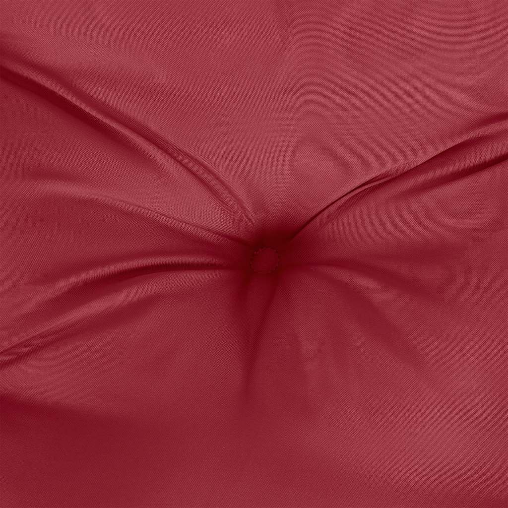 Wine red Oxford fabric garden bench cushion, 39.4x39.4x2.8 inches, with tufted texture.