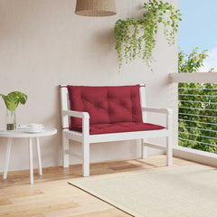 Wine red Oxford fabric garden bench cushion, 39.4x39.4x2.8 inches, with ties.