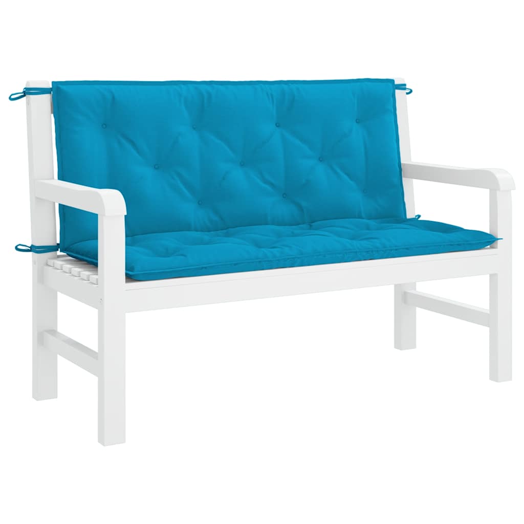 Light blue Oxford fabric garden bench cushion with ties, 47.2x39.4x2.8 inches.