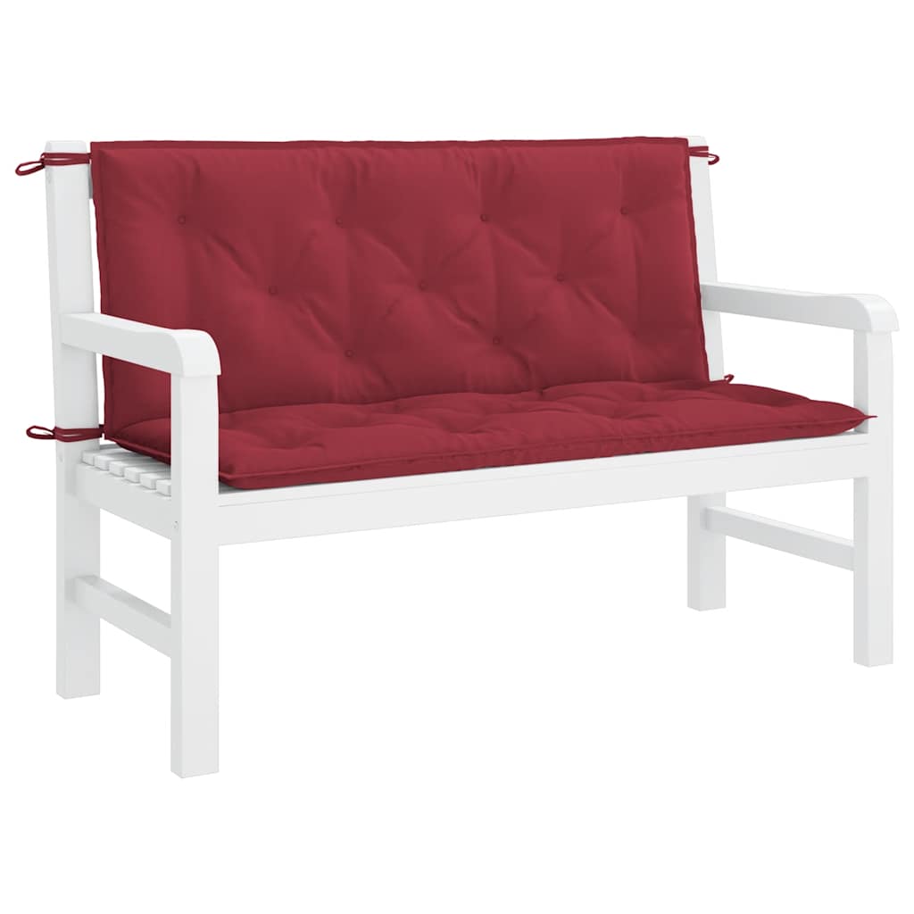Wine red Oxford fabric garden bench cushion, 47.2x39.4x2.8 inches, with ties.