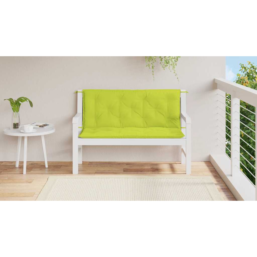 Bright green outdoor garden bench cushion made of durable Oxford fabric, 47.2 inches long.