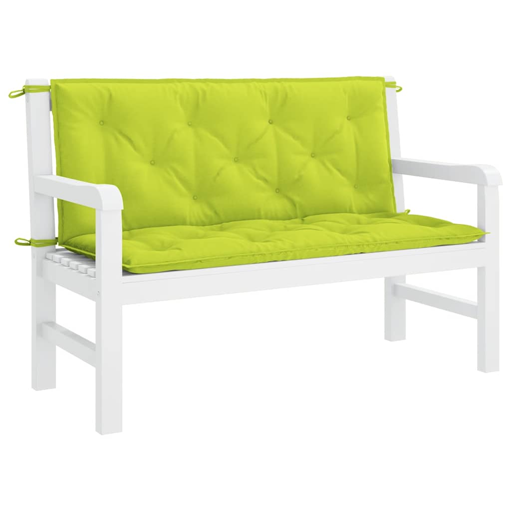 Bright green outdoor garden bench cushion made of durable Oxford fabric, 47.2 inches long.
