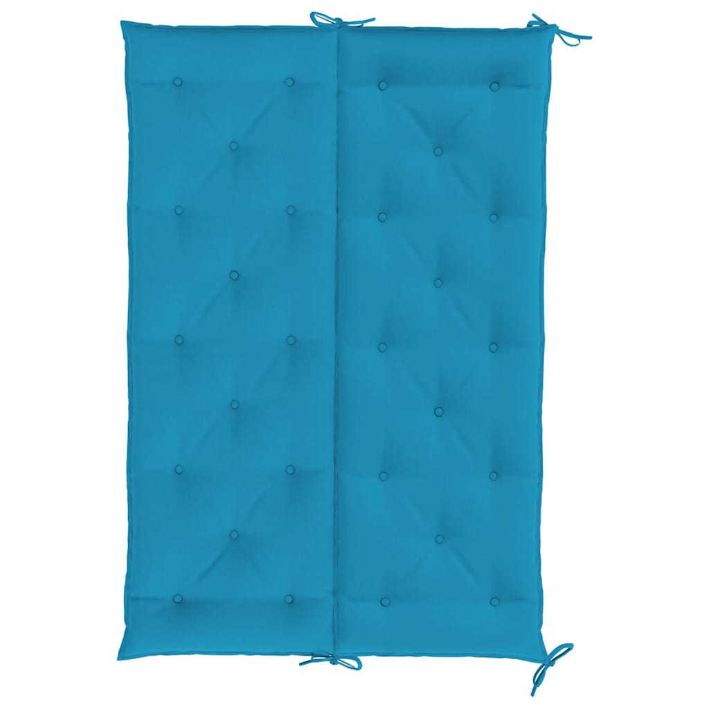 Light blue Oxford fabric garden bench cushion, 59x40x2.8 inches, with ties.