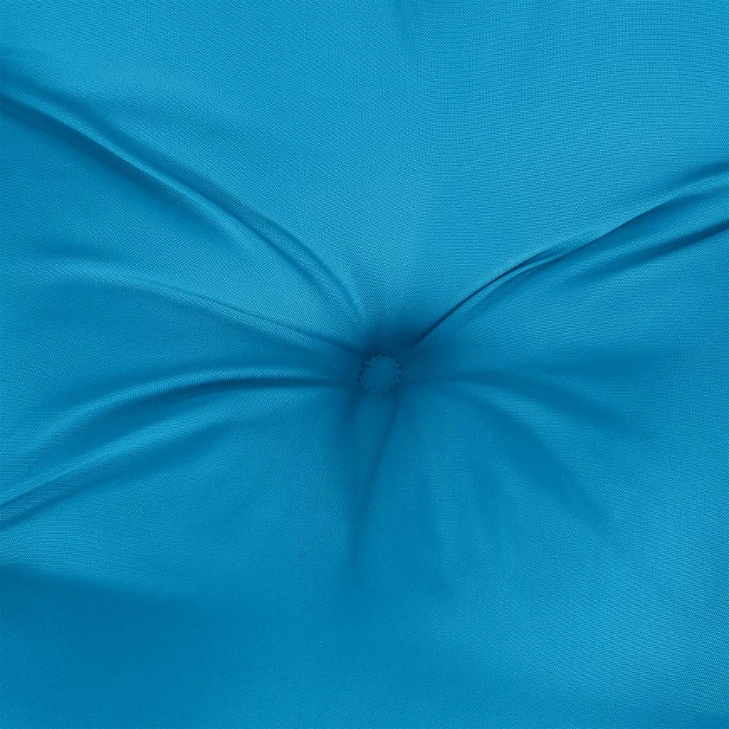 Light blue Oxford fabric garden bench cushion with button tuft and non-slip ties