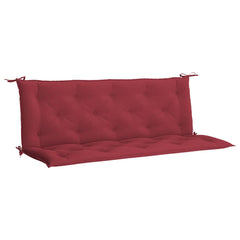 Wine red Oxford fabric garden bench cushion, 59x40x2.8 inches, with corner ties.