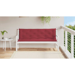 Wine red Oxford fabric garden bench cushion, 59x40x2.8 inches, with corner ties.