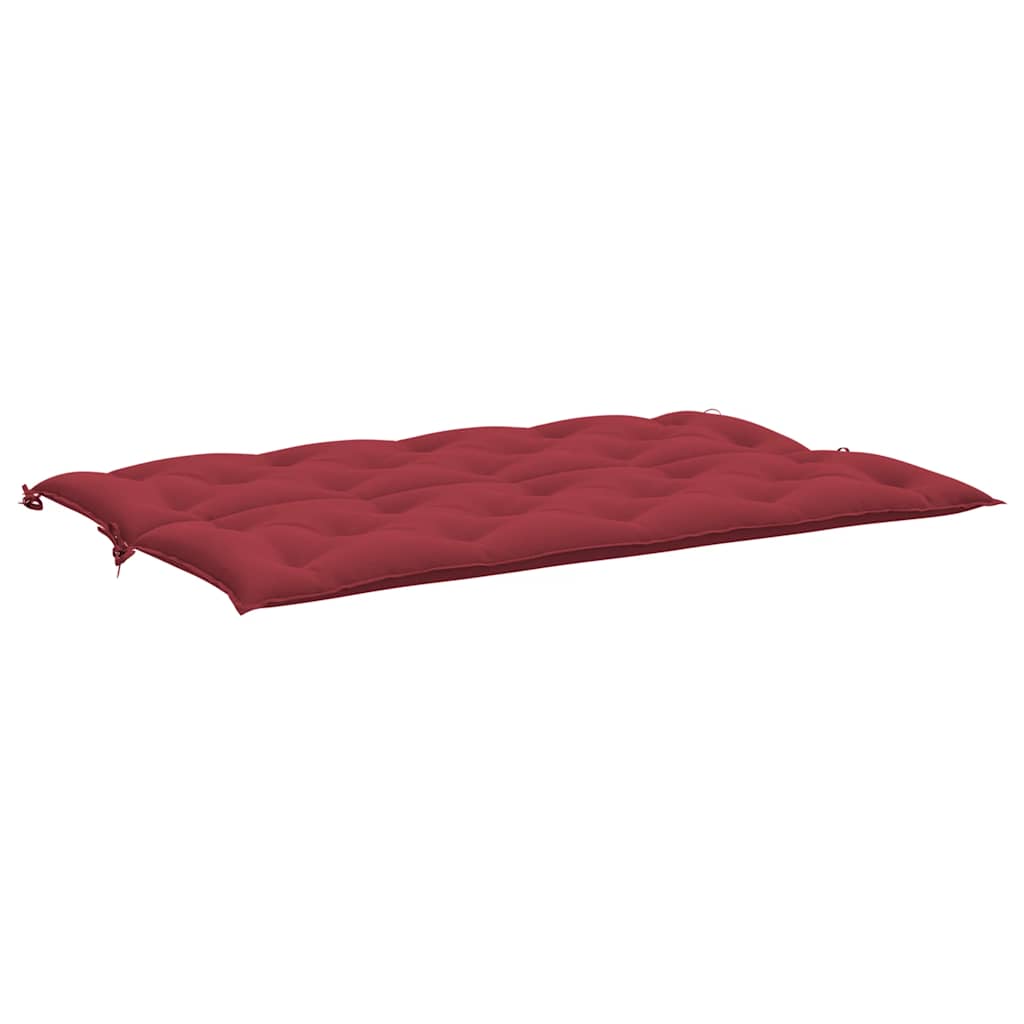 Wine red Oxford fabric garden bench cushion, 59x40x2.8 inches, with corner ties.