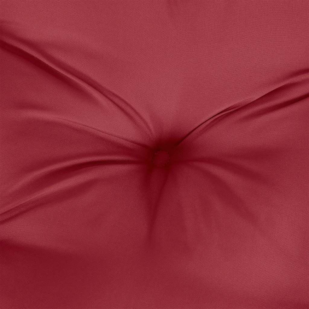 Wine red Oxford fabric garden bench cushion, 59x40x2.8 inches, with tufted surface.