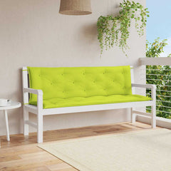 Bright green garden bench cushion made of Oxford fabric, measuring 59x40x2.8 inches.