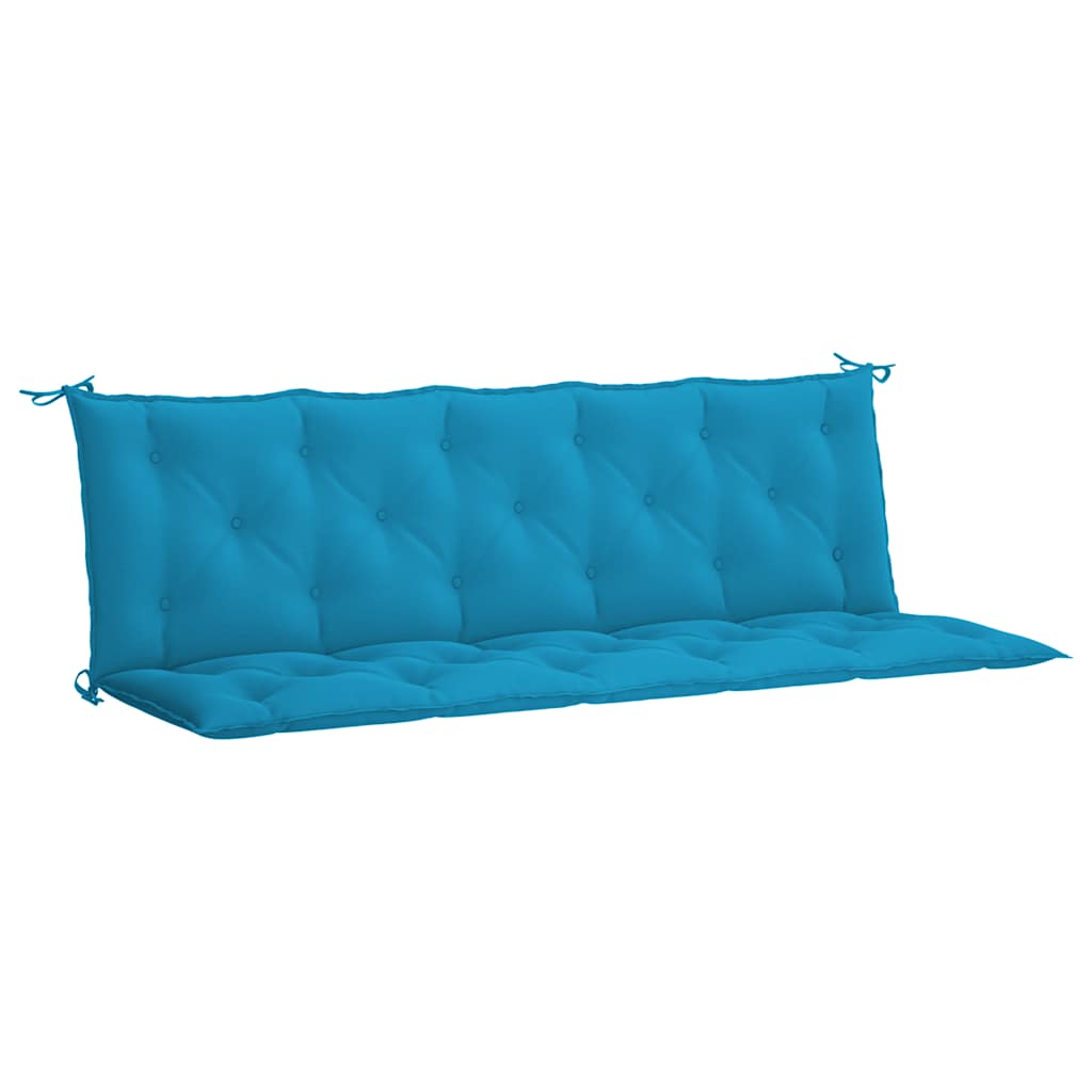 Light blue Oxford fabric garden bench cushion, 70.9x39.4x2.8 inches, with corner ties.