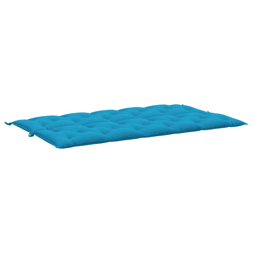 Light blue Oxford fabric garden bench cushion, 70.9x39.4x2.8 inches, with corner ties.