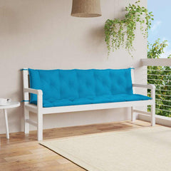 Light blue Oxford fabric garden bench cushion with ties, 70.9x39.4x2.8 inches.